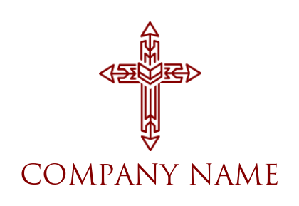 religious logo of cross line art arrow patterns