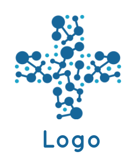 medical logo template cross made of molecular bonds