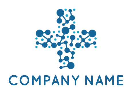 medical logo template cross made of molecular bonds