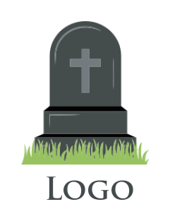 religious logo template cross on grave