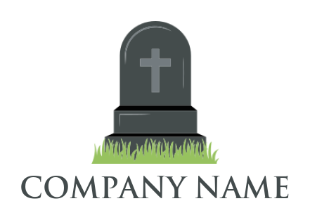 religious logo template cross on grave