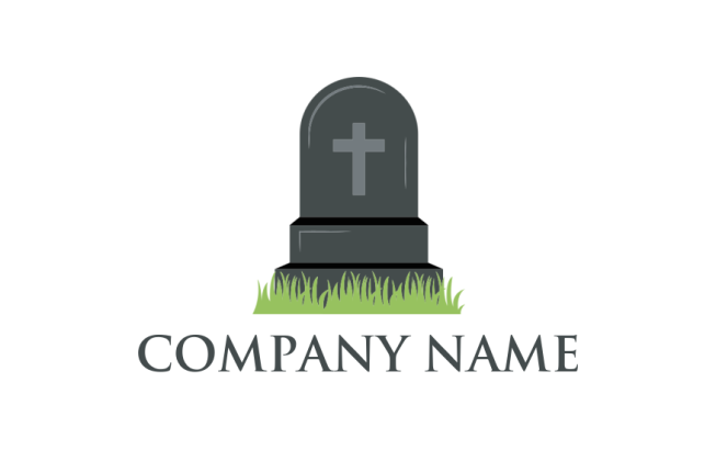 religious logo template cross on grave