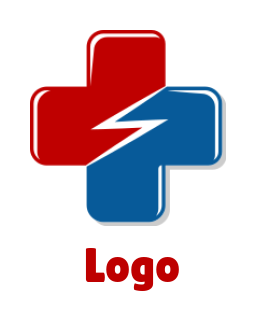 make a medical logo cross with bolt of lightning - logodesign.net