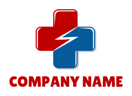 make a medical logo cross with bolt of lightning - logodesign.net