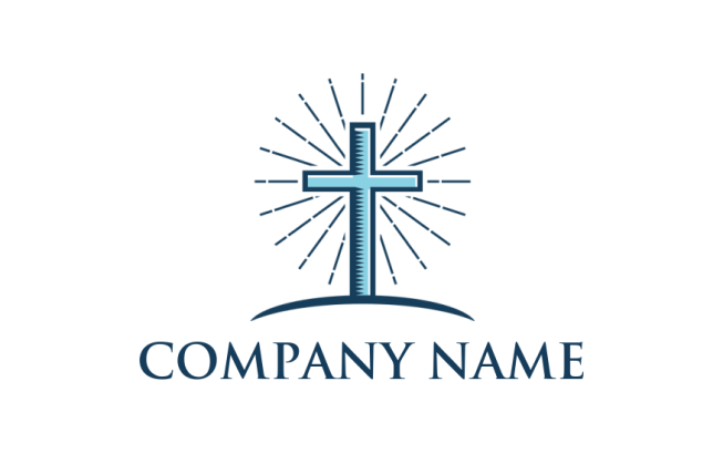 create a religious logo cross with rays graphic