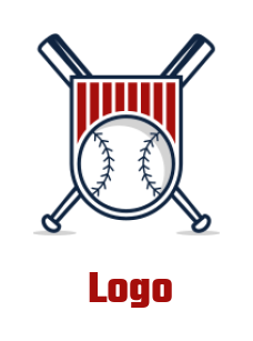 crossed bats and baseball in shield 
