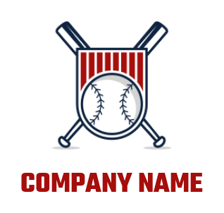 create a sports logo crossed bats and baseball in shield - logodesign.net