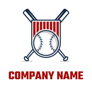 create a sports logo crossed bats and baseball in shield - logodesign.net