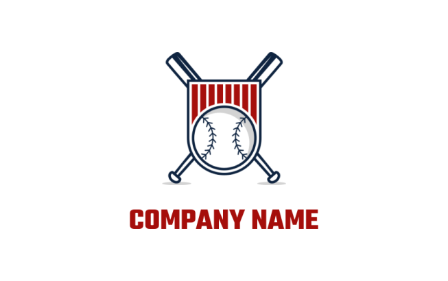create a sports logo crossed bats and baseball in shield - logodesign.net