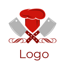 make a restaurant logo crossed cleavers with chef hat 