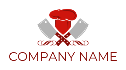 make a restaurant logo crossed cleavers with chef hat 