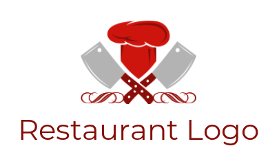make a restaurant logo crossed cleavers with chef hat 