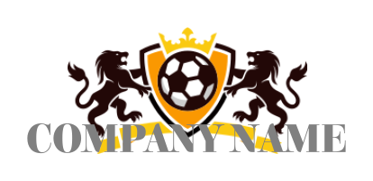 crown & soccer ball in shield with lion 