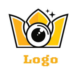 photography logo crown with camera lens stars