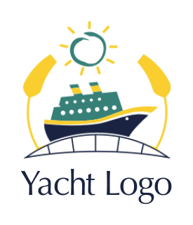 travel logo maker cruise ship on bridge with sun and reeds - logodesign.net