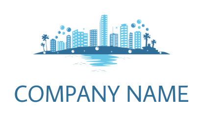 cleaning logo city skyline trees bubbles & stars