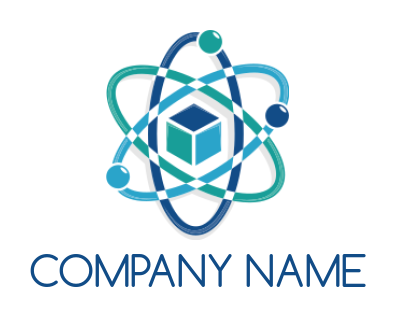 make a research logo cube in atom energy field