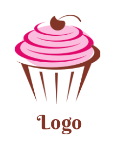 Design a food logo of Cupcake with cherry