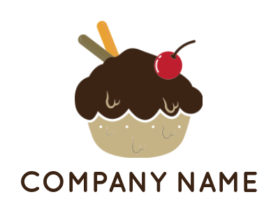 Create a logo of cupcake with cherry 