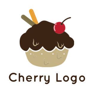food logo online cupcake with cherry