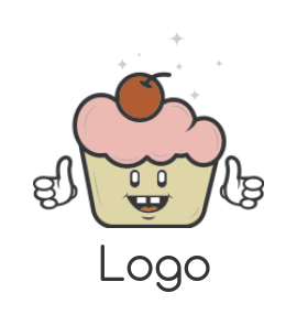 food logo cupcake with cherry on top mascot