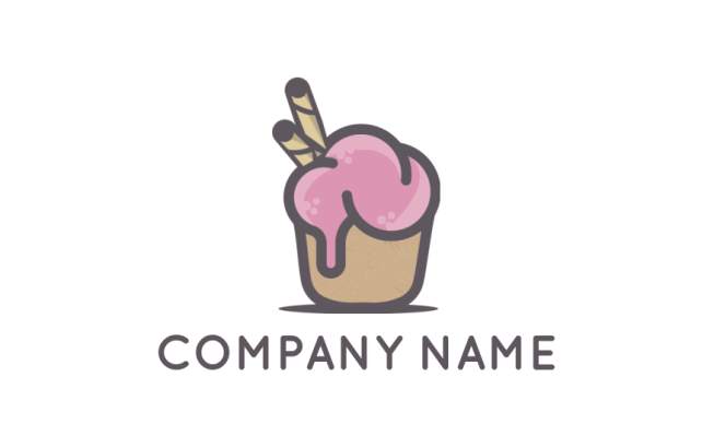 food logo cupcake with wafers and cream