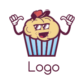 food logo image cupcake with hat mascot