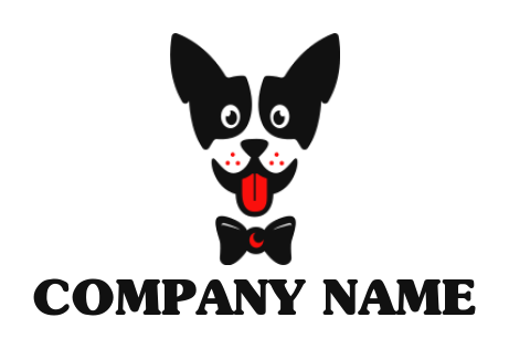 create a pet logo cute dog with tongue and bow tie - logodesign.net