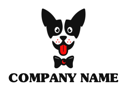 create a pet logo cute dog with tongue and bow tie - logodesign.net