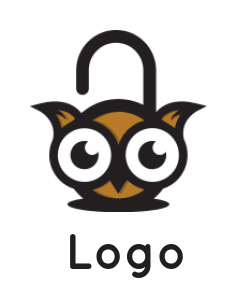 generate a pet logo icon cute owl head padlock