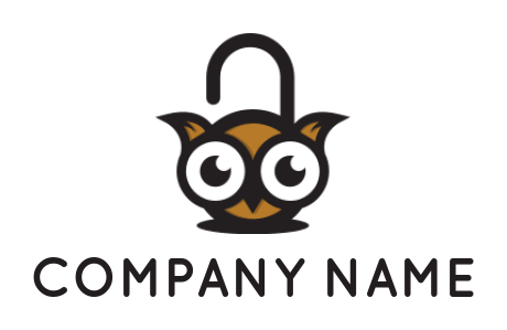 pet logo icon cute owl head padlock - logodesign.net