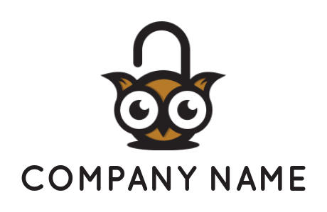 pet logo icon cute owl head padlock - logodesign.net