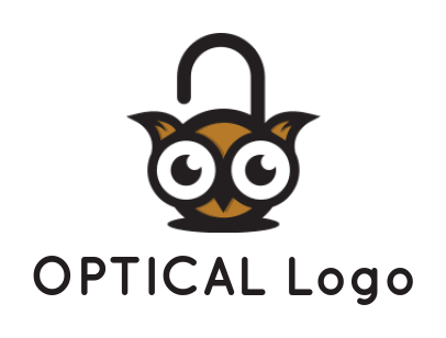 generate a pet logo icon cute owl head padlock