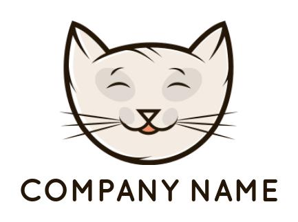 cute smiley cat face iconic mascot animal and pet logo template