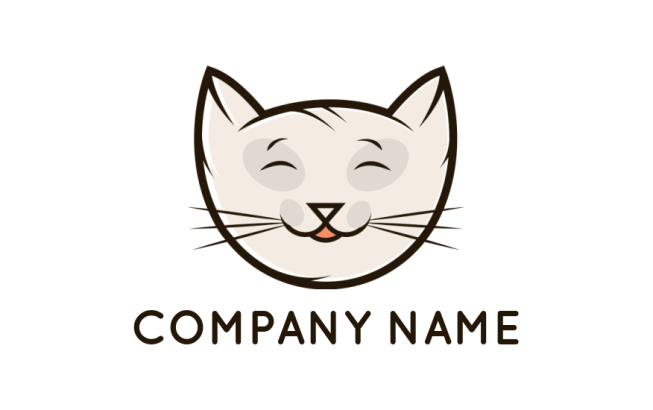 cute smiley cat face iconic mascot animal and pet logo template