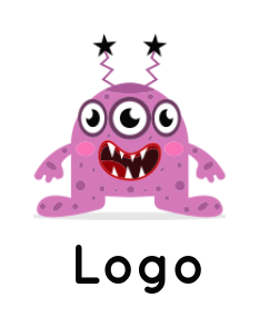 make a games logo online cute three eyes monster