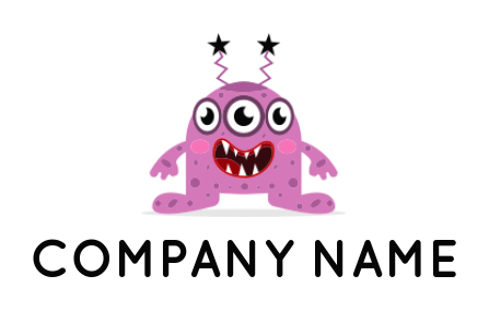 make a games logo online cute three eyes monster