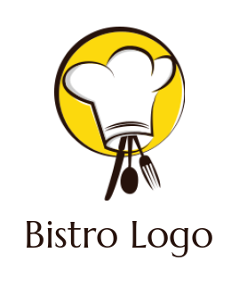 make a restaurant logo cutlery coming out from chef hat