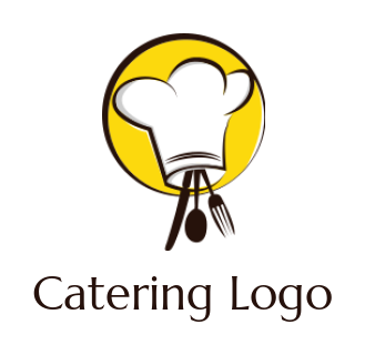 make a restaurant logo cutlery coming out from chef hat