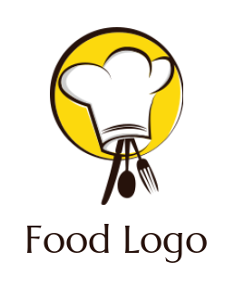 make a restaurant logo cutlery coming out from chef hat