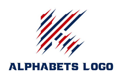 alphabet logo cutting edges forming Letter K