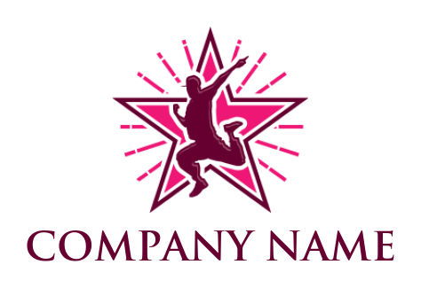 entertainment logo maker DJ dancer in star with starburst - logodesign.net