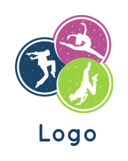 entertainment logo illustration dancers pose in circles - logodesign.net