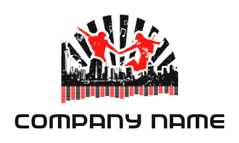 Entertainment logo dancing couple on party skyline