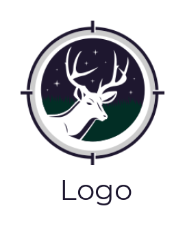 hunting logo icon deer inside target sign