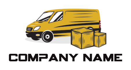 transportation logo online delivery van with boxes - logodesign.net