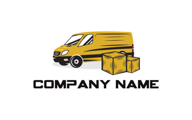 transportation logo online delivery van with boxes - logodesign.net