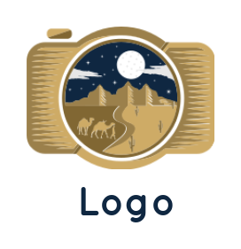 photography logo of desert inside camera lens
