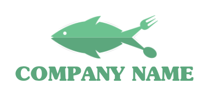 design a restaurant logo spoon and fork merged with seafood fish