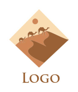 make a travel logo dessert with camels in rhombus - logodesign.net